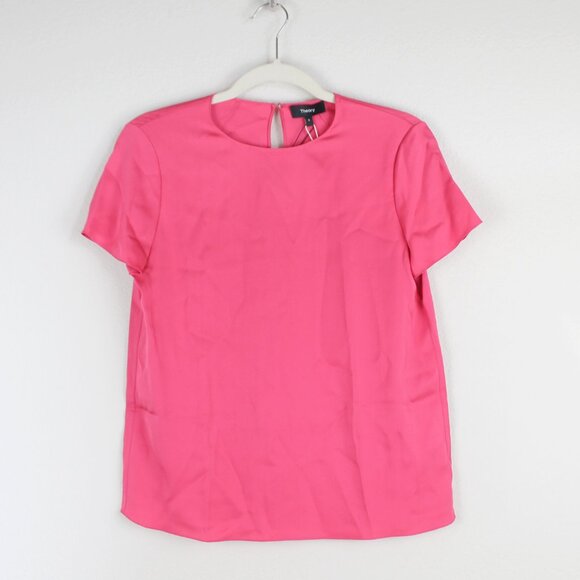 NEW Theory Silk Blend Boxy Fit Stretch Tee – Luxe Workwear/ Everyday Top - Picture 2 of 13